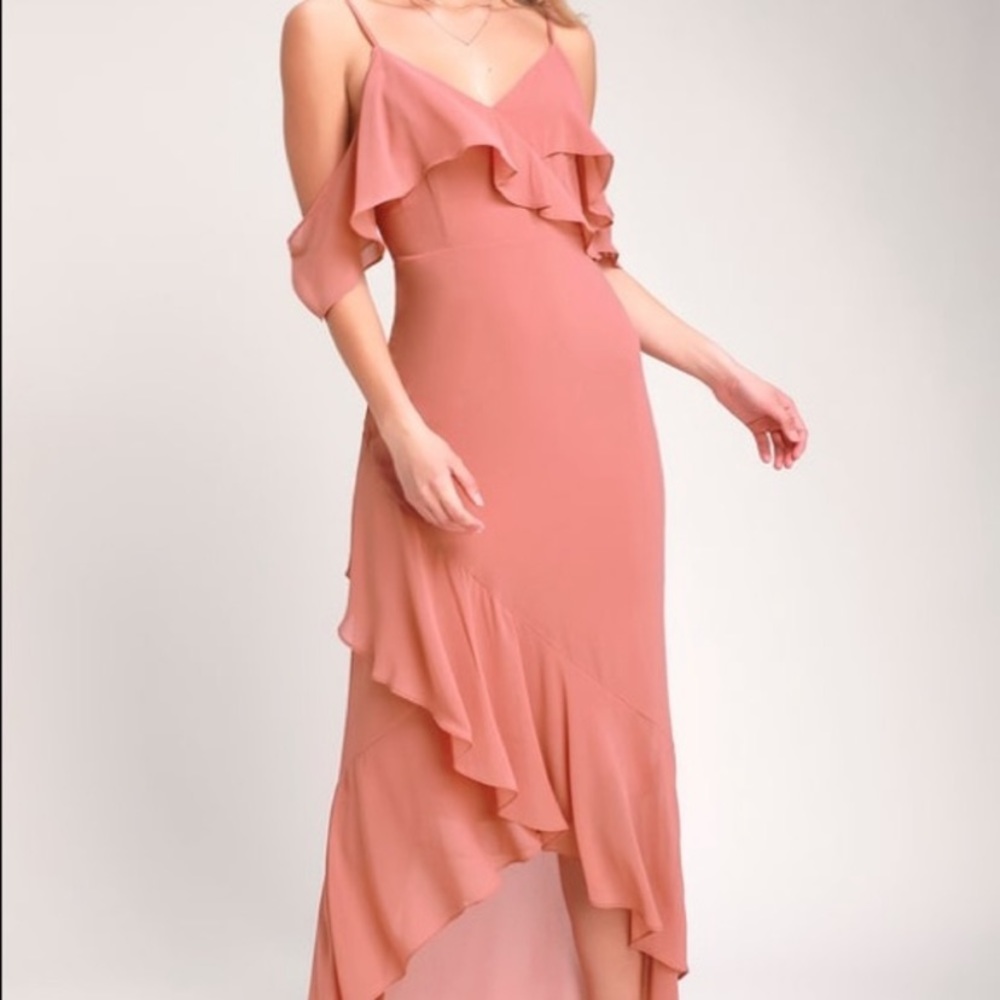 Rusty rose off the shoulder dress from Lulus - Picture 1 of 3